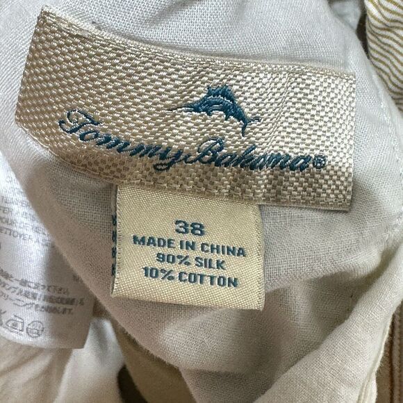 Tommy Bahama Casual Shorts Men's 38 Pleated Khaki‎ Brown Silk Cotton Blend - Picture 6 of 12